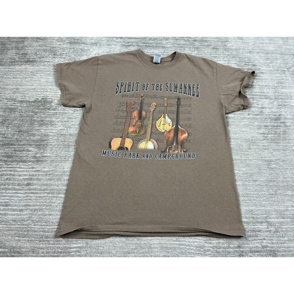 Gildan T-Shirt Mens M Brown Spirit of the Suwannee Music Park Graphic Tee Short